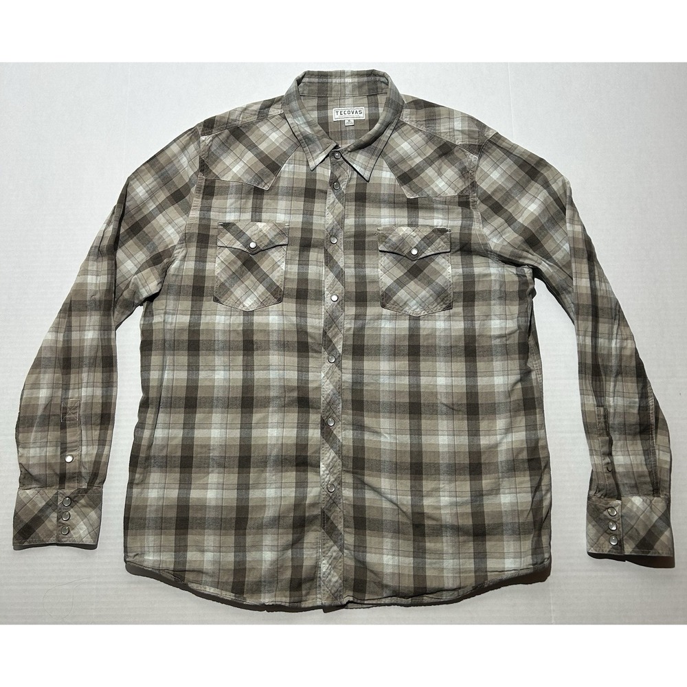 Tecovas Pearl Snap Western Shirt Mens XL Plaid Long Sleeve Button Up Casual EUC